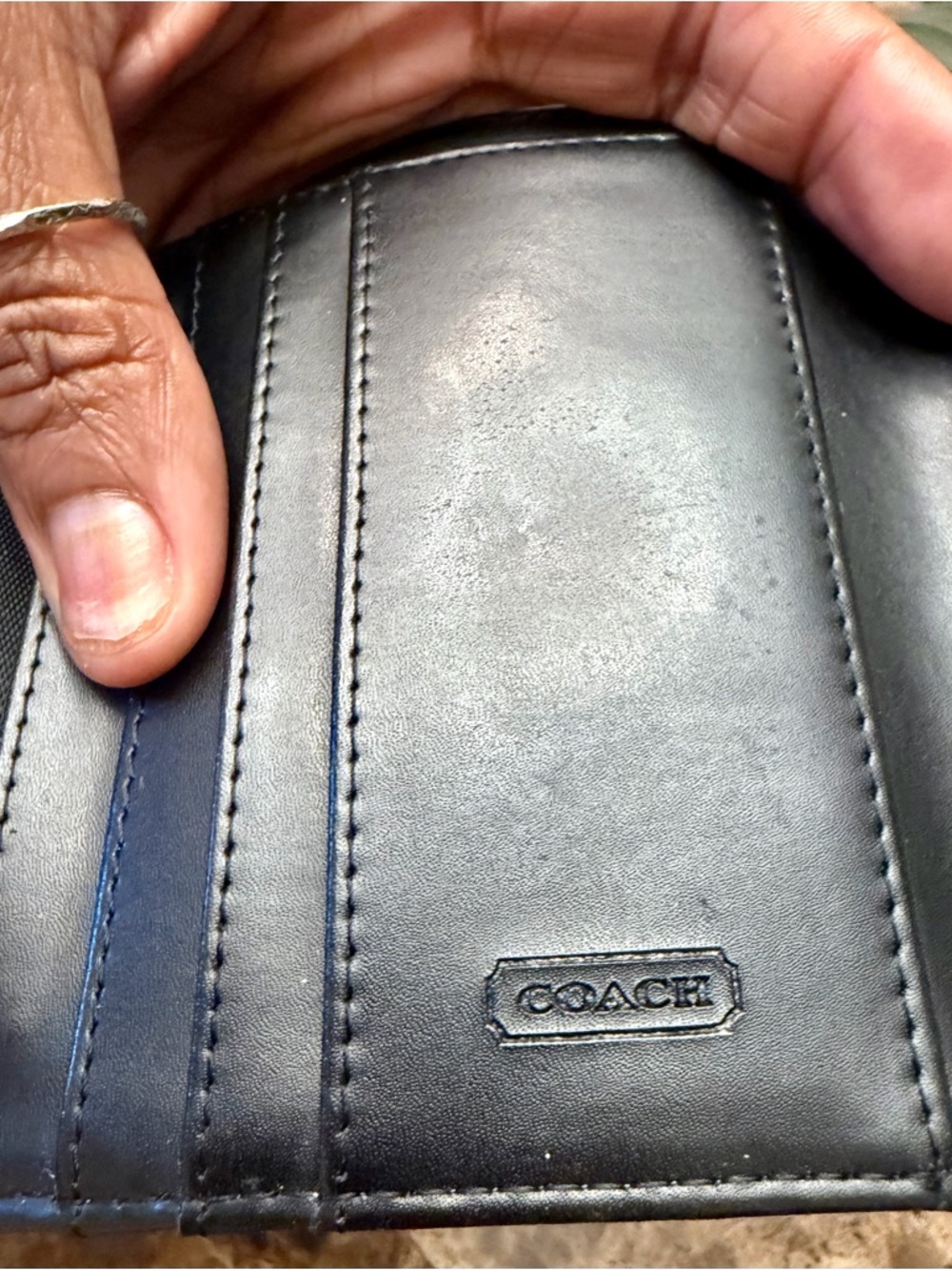 SOLD ‼️‼️Coach Signature Jacquard Tri-fold Wallet with Coach Leather Barrette - Picture 9 of 16